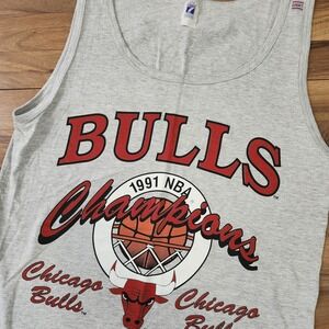 VTG Logo 7 Chicago Bulls 1991 Champions Tank Shirt Size Large